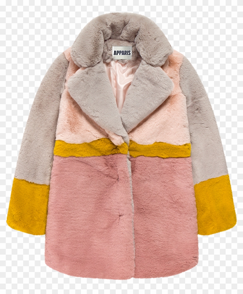 Apparis Lisa Color Blocked Faux Fur Coat , Png Download - Apparis Lisa Color Block Coat Clipart #5917398