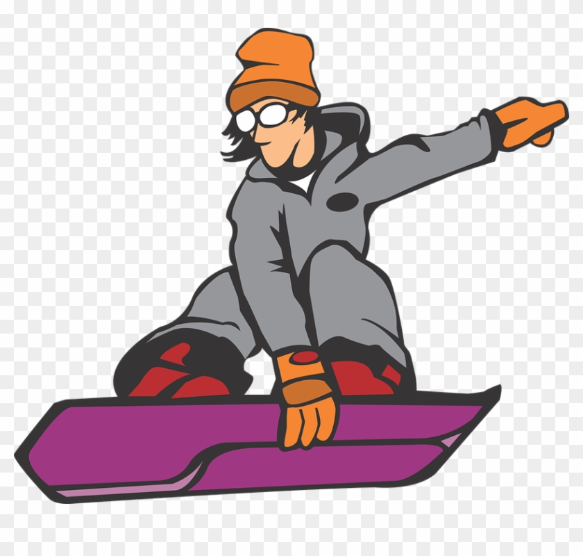Cartoon, Snowboard, Sport, Winter, Teen, Hat, Flying - Snowboarding Clipart Transparent - Png Download