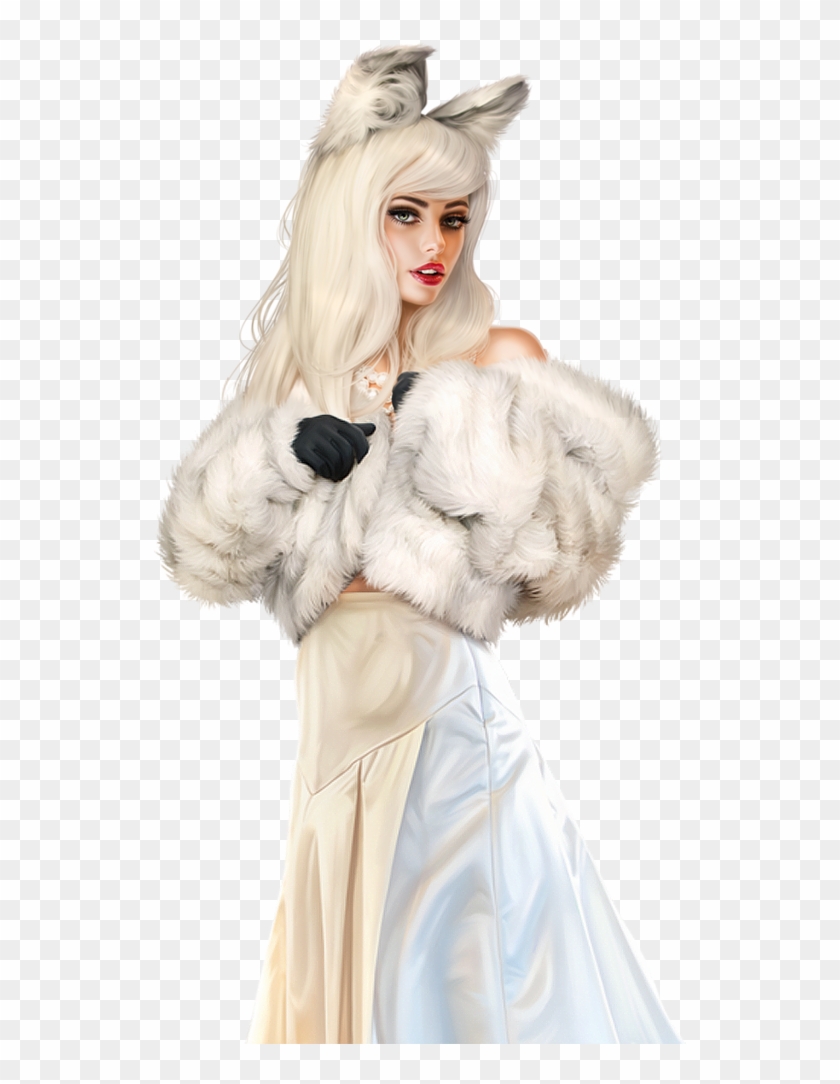 Pin Up Art, Rubrics, Iris, Fur Coat, Tube, Women's, - Fur Clothing Clipart