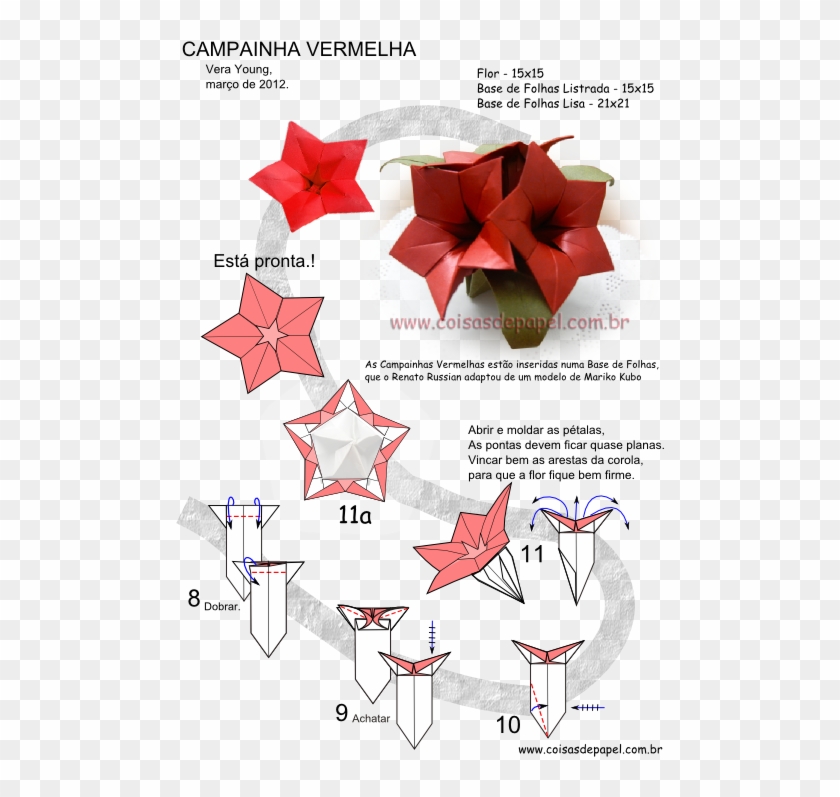 Diagrama Da Flor Do Mato "campainha Vermelha" - Como Hacer Origami De Flores Clipart #5920403