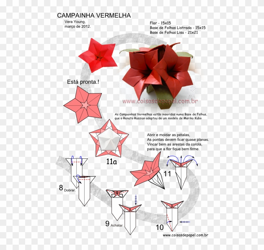 Diagrama Da Flor Do Mato "campainha Vermelha" - Como Hacer Origami De Flores Clipart