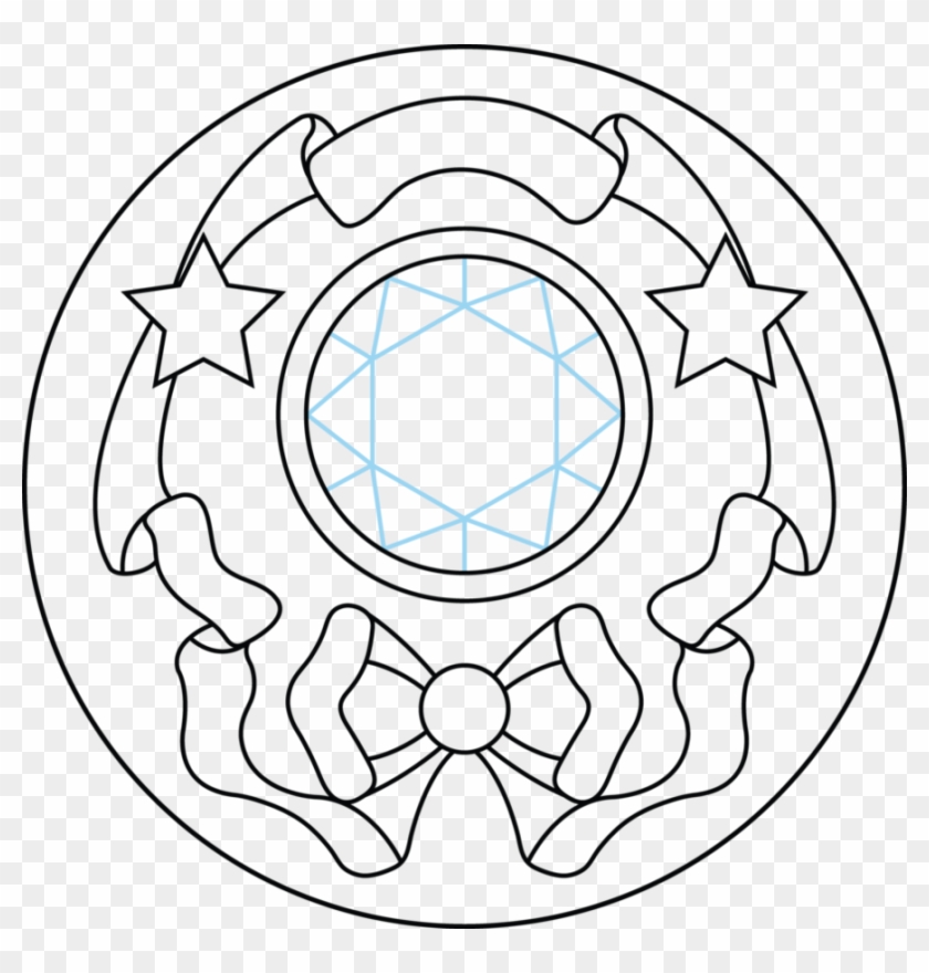 Vector Crystal Line Drawing - Moon Crystal Power Brooch Clipart #5920472