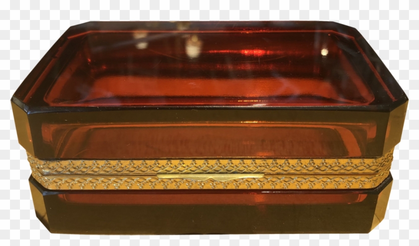 French Dark Amber Glass Box - Antique Clipart