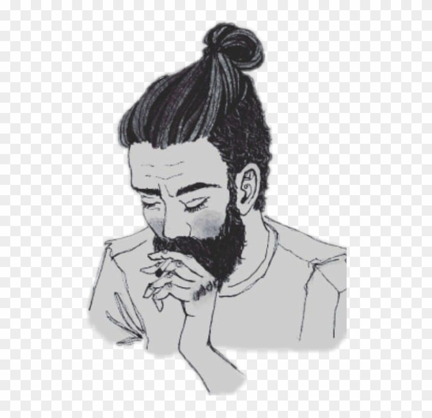 Manbun Sticker - Illustration Clipart
