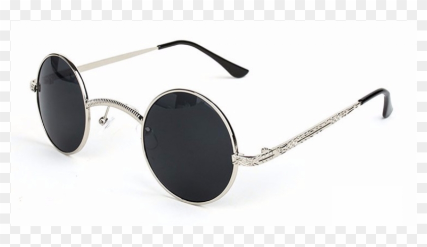 Black Round Sunglasses Silver Frame Clipart #5924728