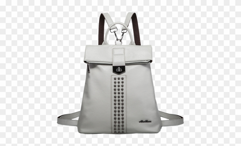 Gray Faux Leather Rivets Backpack - Diaper Bag Clipart #5925691