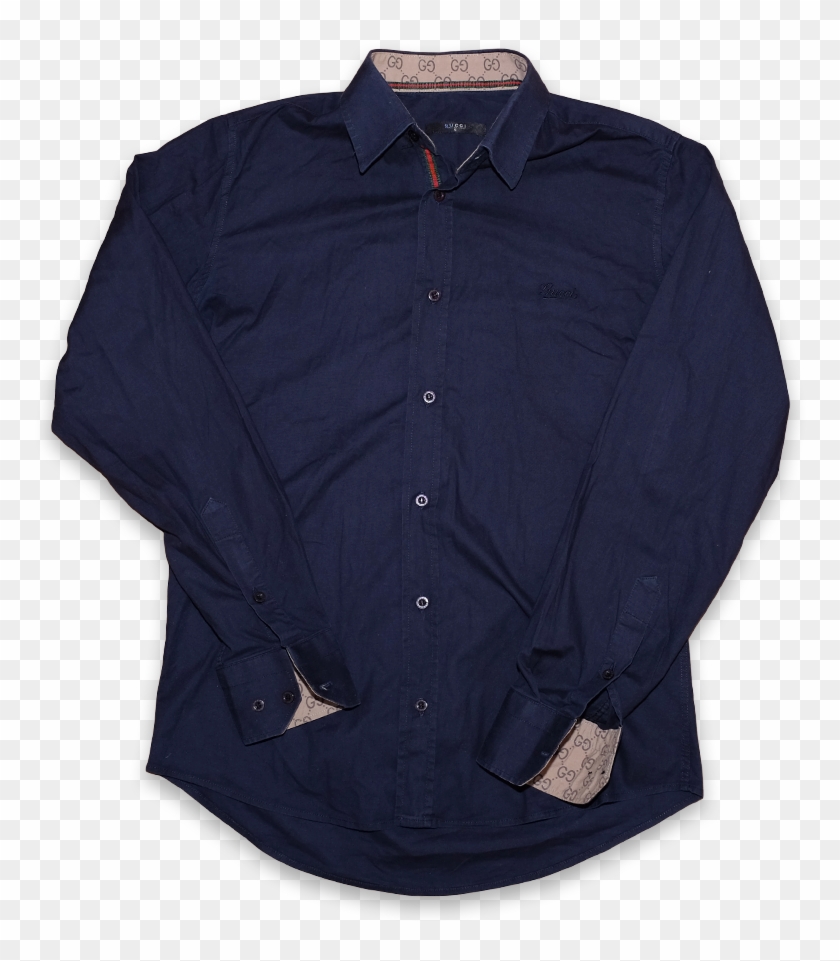 Vintage Gucci Button Up Shirt With Tonal Logo Embroidery - Button Clipart