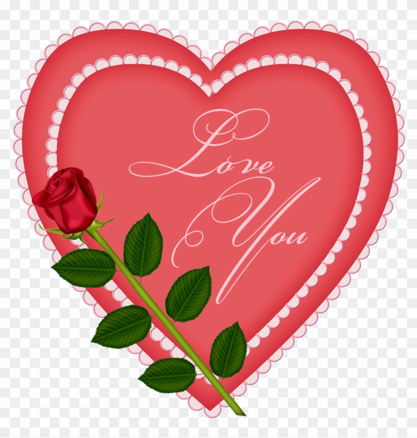 Heart Rose Png Transparent Image - Heart With Rose Clipart #5928044