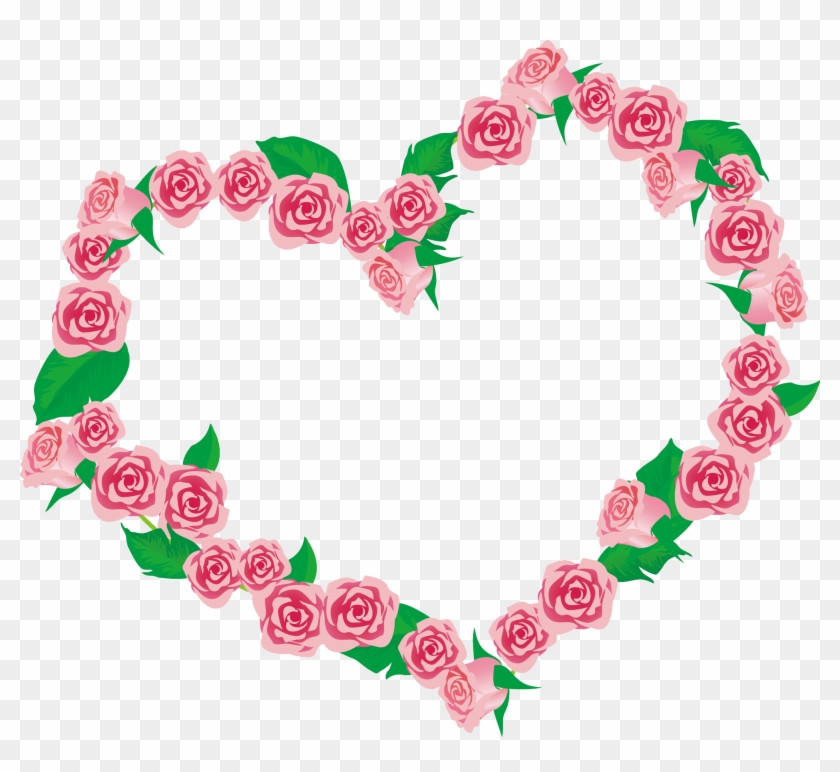 Heart Rose Png Pic - Coração De Flores Rosa Clipart