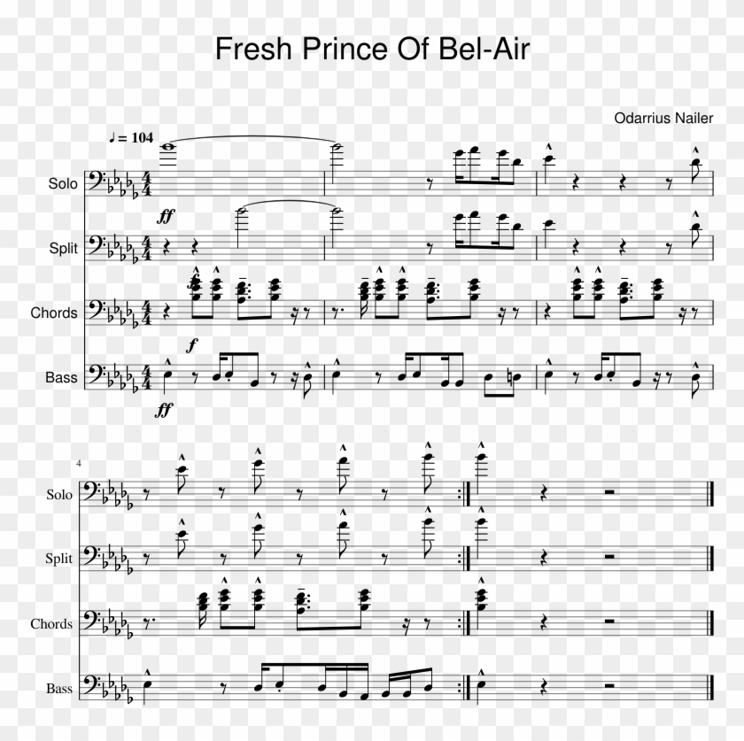 Fresh Prince Of Bel Air - Fresh Prince Of Bel Air Trombone Sheet Music Clipart
