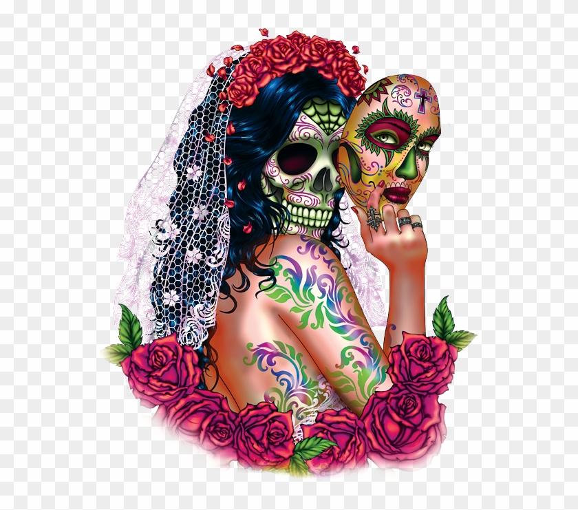 Day Of Dead Bride With Face - Illustration Clipart #5934358
