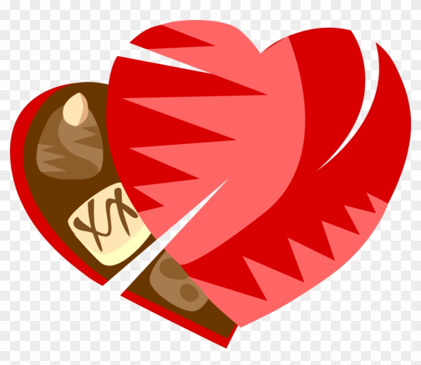 Vector Illustration Of Box Of Heart-shaped Valentine's - Illustration Clipart #5934558