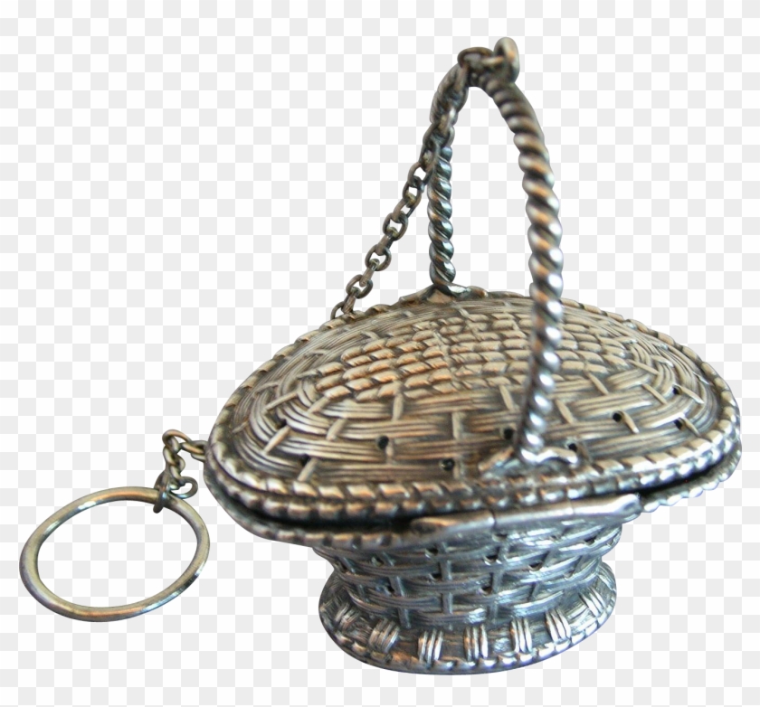 Simons Sterling Silver Picnic Basket Tea Ball Found - Storage Basket Clipart