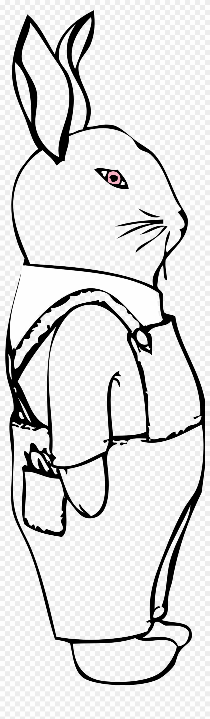 Bunny In Overalls Black White Line Art 999px 212 - Clip Art - Png Download #5938749