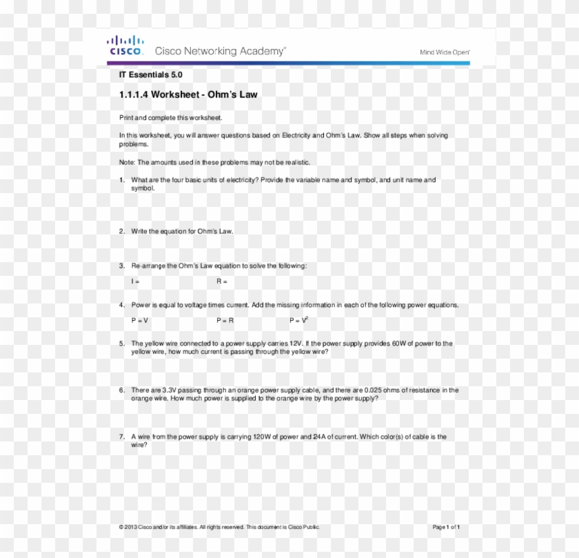 Pdf - 1.1 1.4 Ohm's Law Clipart