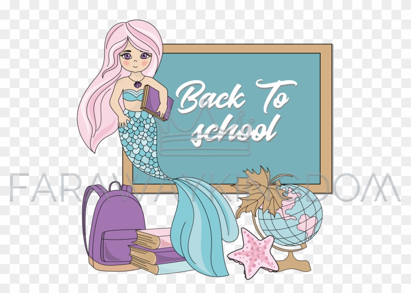 1 September Mermaid Princess School Vector Illustration - Illustration Clipart
