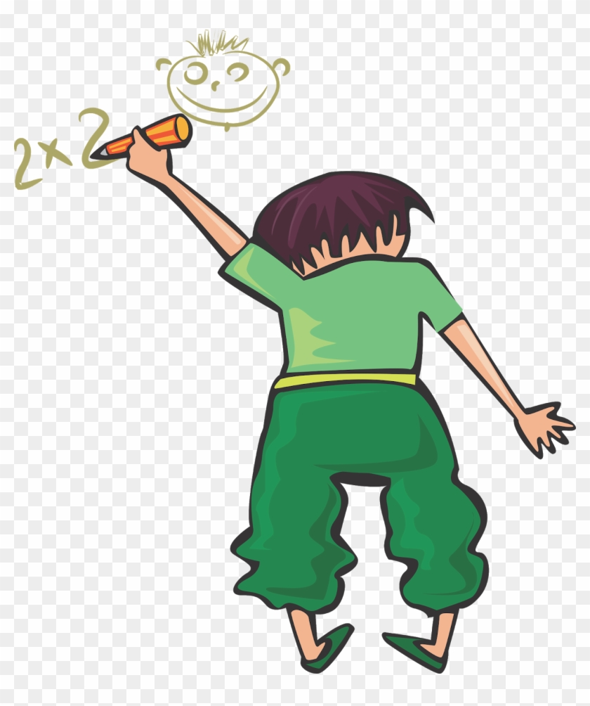 School Students Vector, Student Vector, Books Vector, - Student Writing On The Wall Clipart