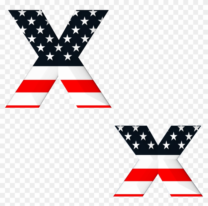 X Letter With Usa Flag Pattern - Illustration Clipart #5942356
