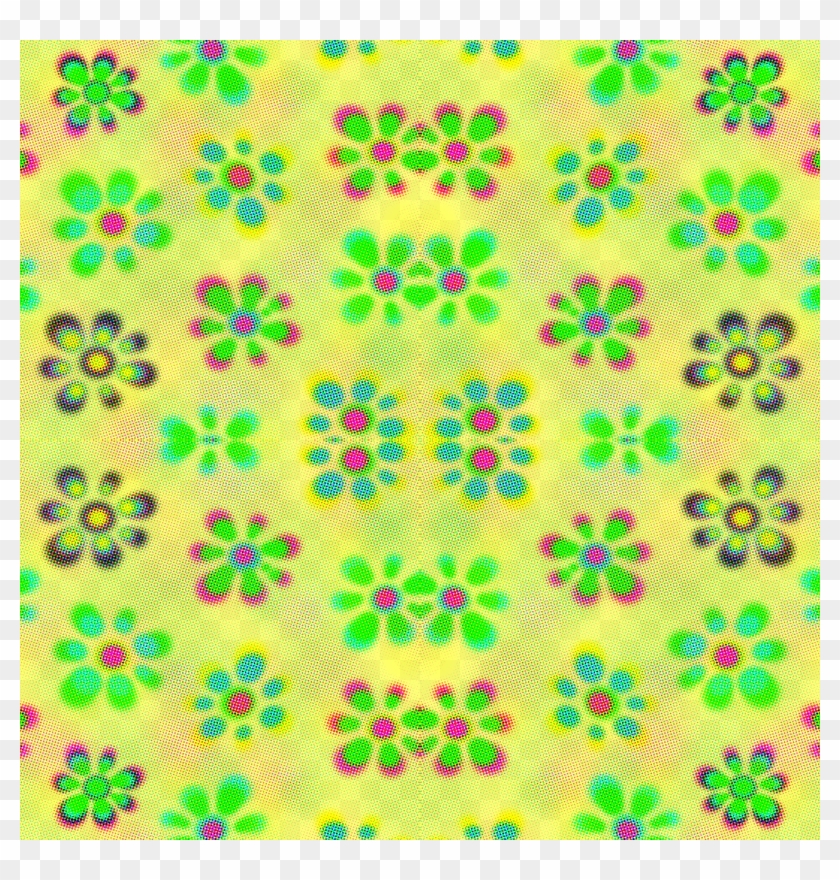 Psychedelic Flowers Yellow Halftone2 Wallpaper - Motif Clipart #5943212