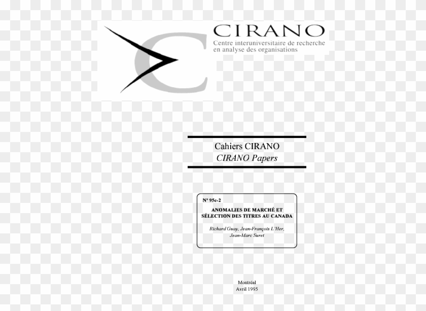 Anomalies De Marché Et Sélection Des Titres Au Canada - Cirano Clipart #5943501