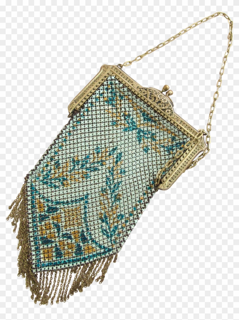 Vintage Mandalian Aqua Blue Metal Mesh Purse - Chain Clipart
