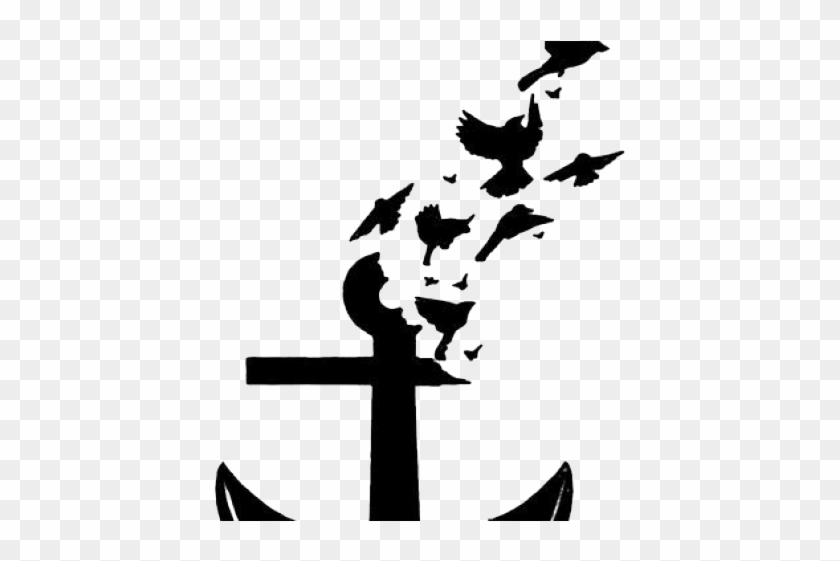 Anchor With Birds Tattoo Clipart