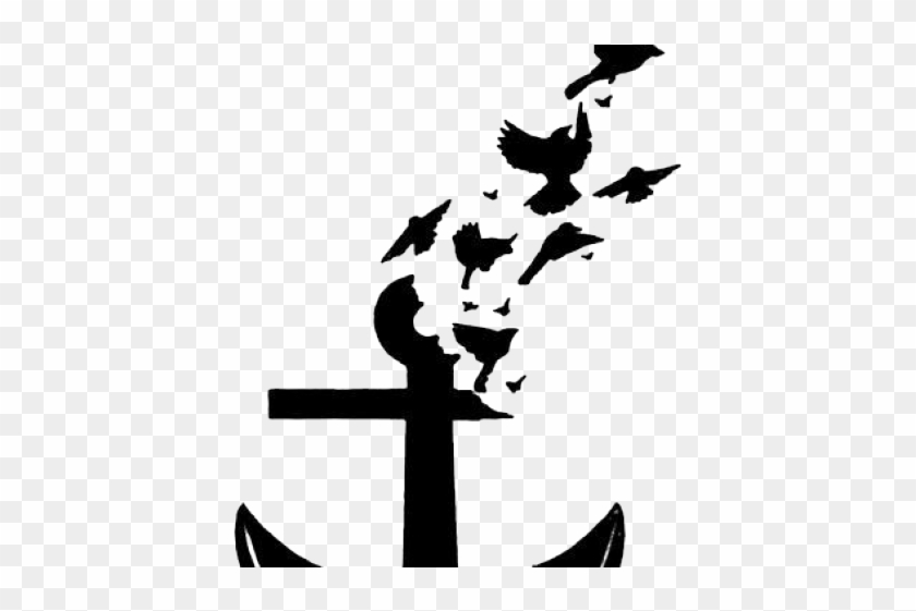 Anchor With Birds Tattoo Clipart #5943862