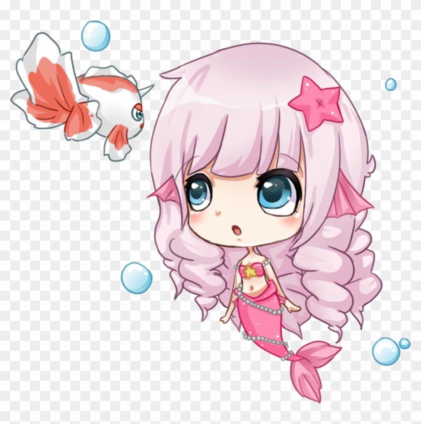 Cute Mermaid Clipart - Cute Chibi Girl Mermaid - Png Download