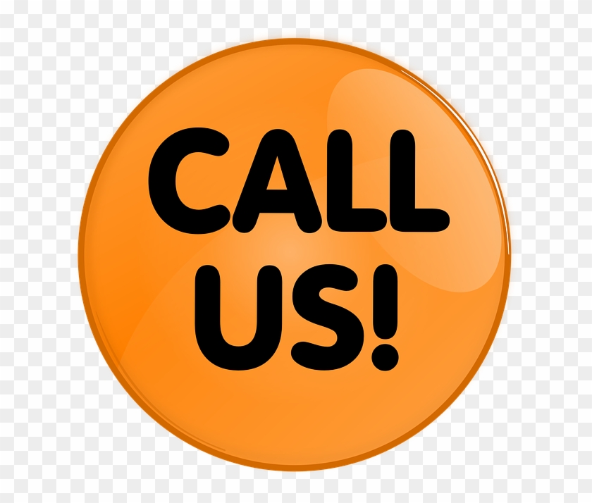 Button Round Contact Call Us Orange Icon Symbol - Call Us On Png Clipart #5948960