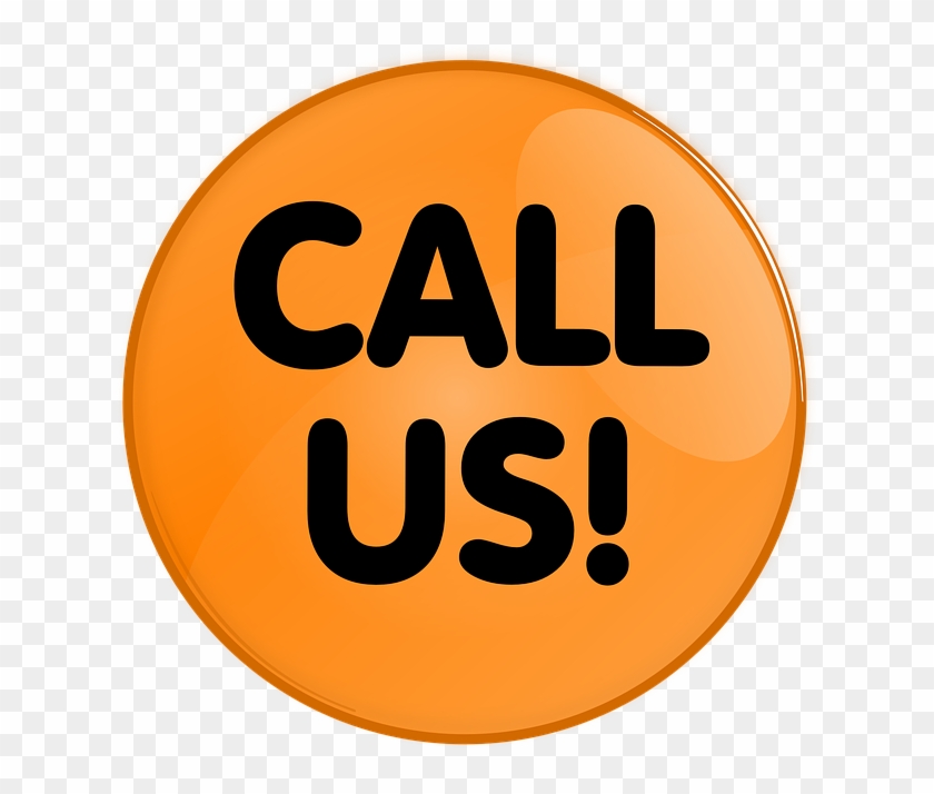 Button Round Contact Call Us Orange Icon Symbol - Call Us On Png Clipart