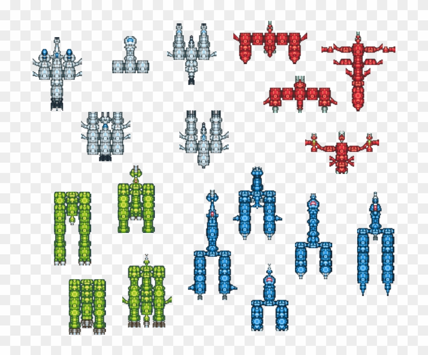Spaceship Styles In Different Colors, Evolved By Several - Genetic Algorithm In Game Clipart