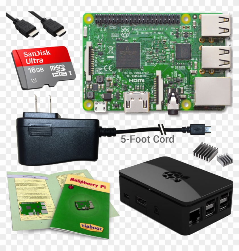 Viaboot Raspberry Pi 3 Complete Kit With Premium Black Clipart #5955898