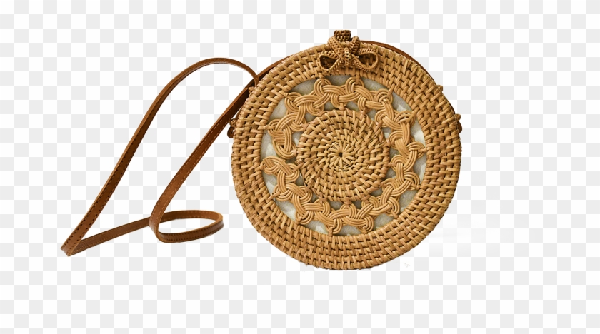 Handwoven Aphrodite Carved Roundie Ata Rattan Bag - Circle Clipart #5956794