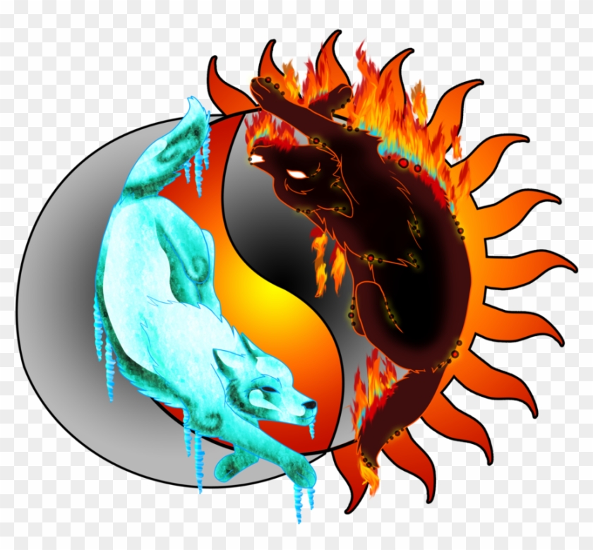 Clipart Fire Ice - Fire And Ice Wolf Yin Yang - Png Download #5958158