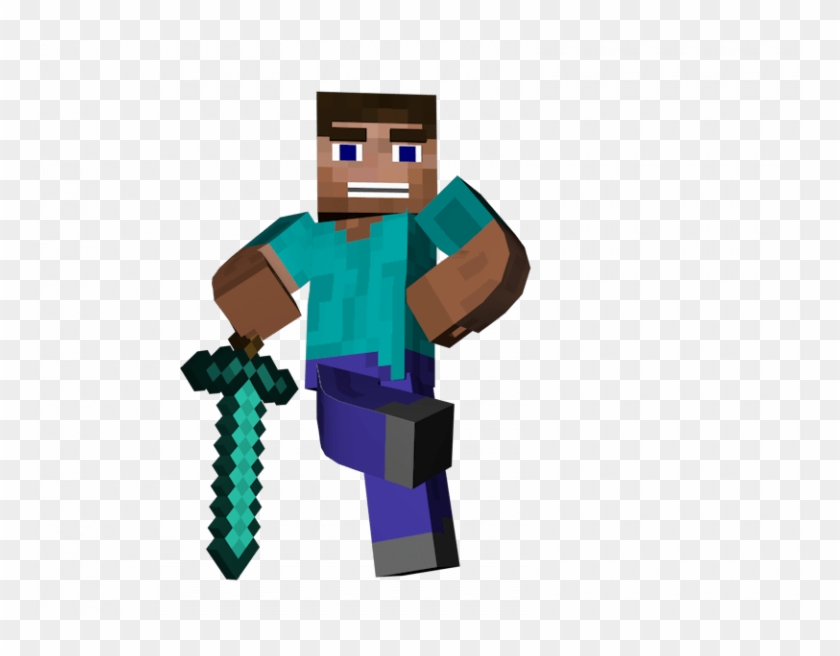 Minecraft Steve With Sword Man Standing Sword Minecraft - Minecraft Transparent Clipart