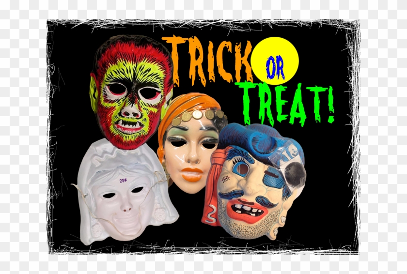 Vintage Halloween Masks Clipart #5961537