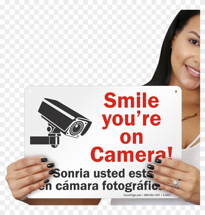 Bilingual Smile You're On Camera Sign - Girl Clipart #5962289