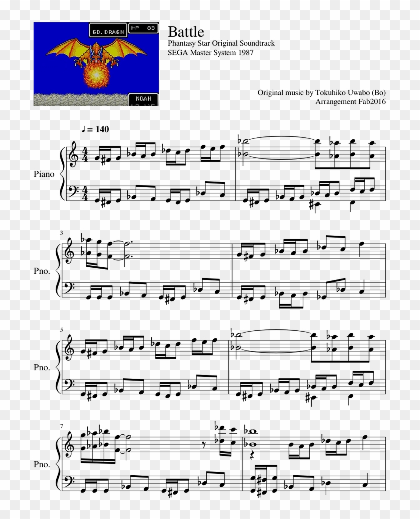 Phantasy Star Original Soundtrack Sega Master System - Sheet Music Clipart