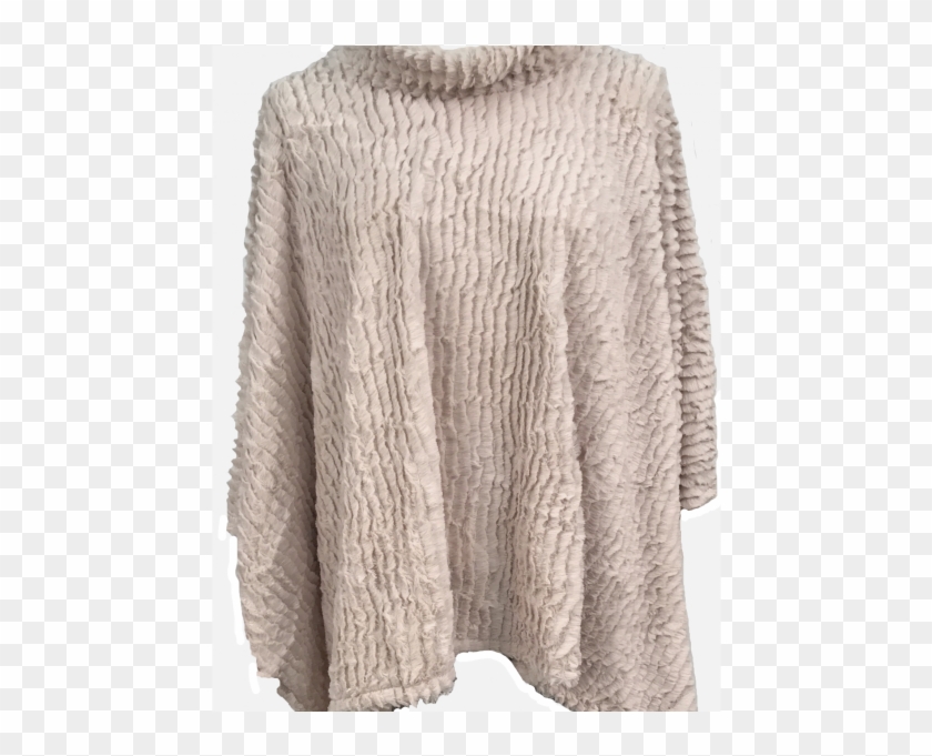 4492 Stripe Texture Faux Fur Poncho Beige - Cardigan Clipart