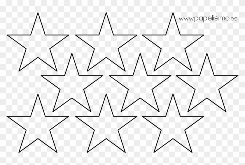 Plantilla Estrellas Cinco Puntas Five Pointed Starsl - Line Art Clipart