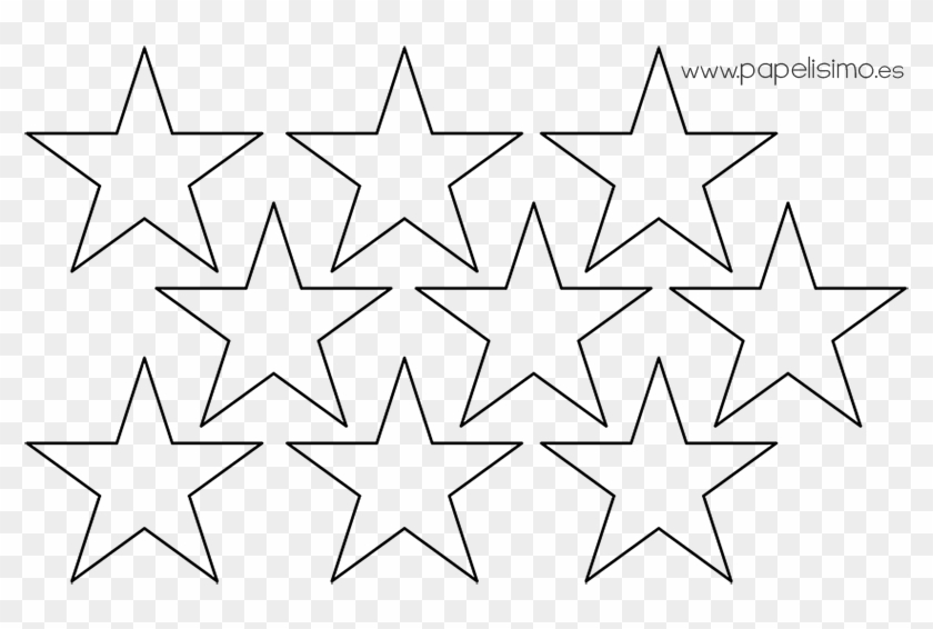 Plantilla Estrellas Cinco Puntas Five Pointed Starsl - Line Art Clipart #5966225