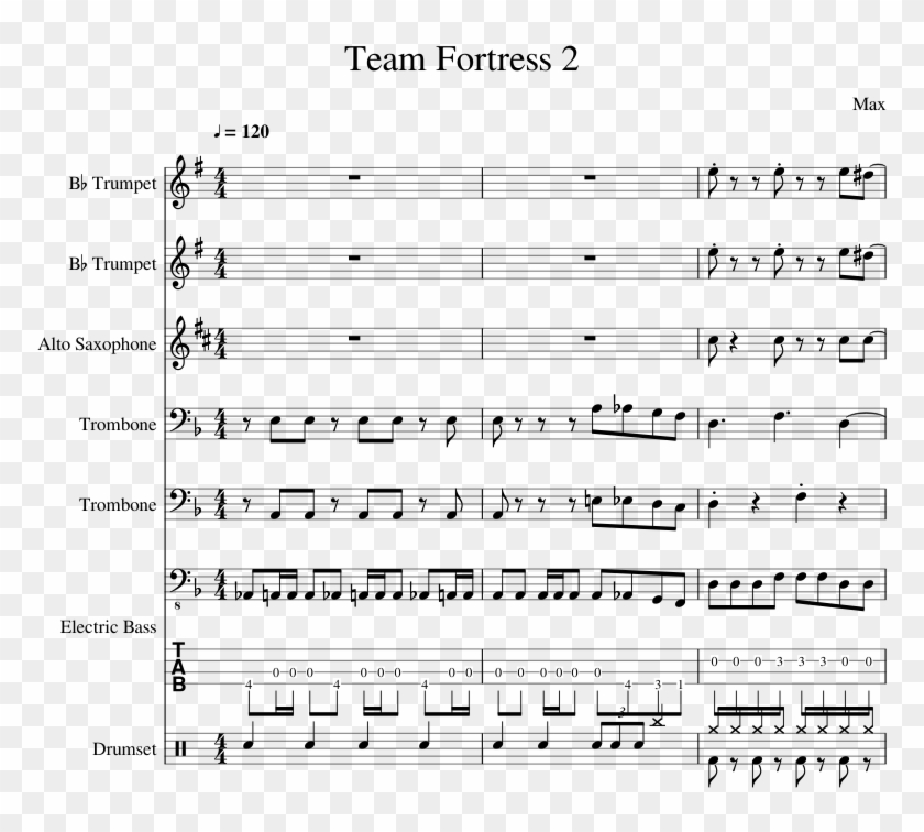 Team Fortress 2 Sheet Music Composed By Max 1 Of 9 - That's What I Like Flute Sheet Music Clipart