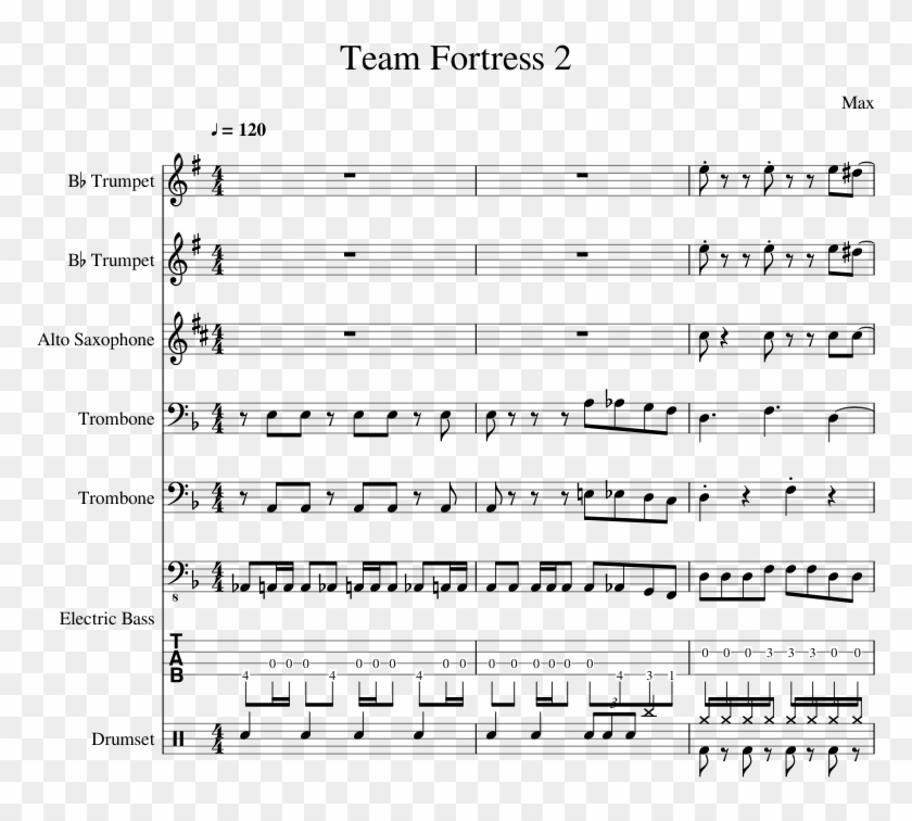 Team Fortress 2 Sheet Music Composed By Max 1 Of 9 - That's What I Like Flute Sheet Music Clipart #5968351