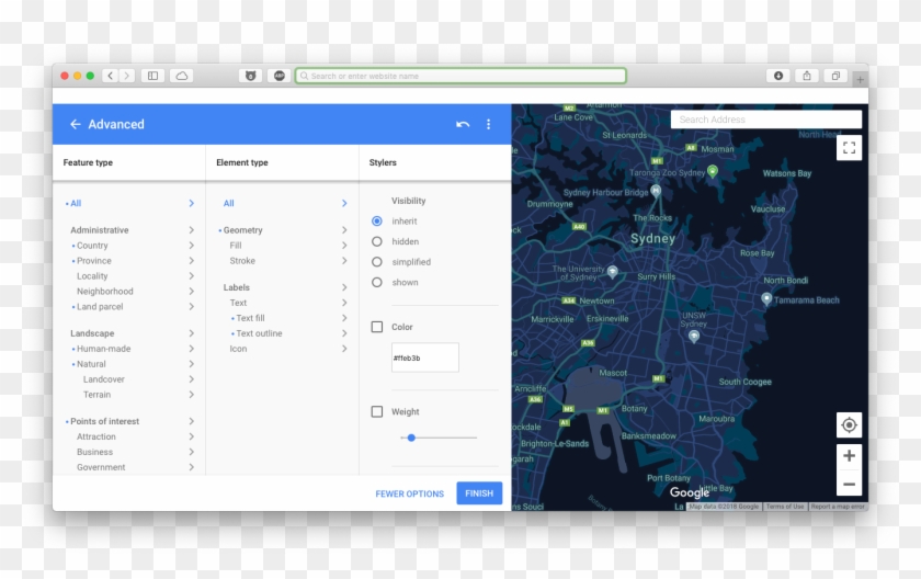 Styling Wizard Is A Good Google Solution For Map Customization, - Map Design Web Clipart