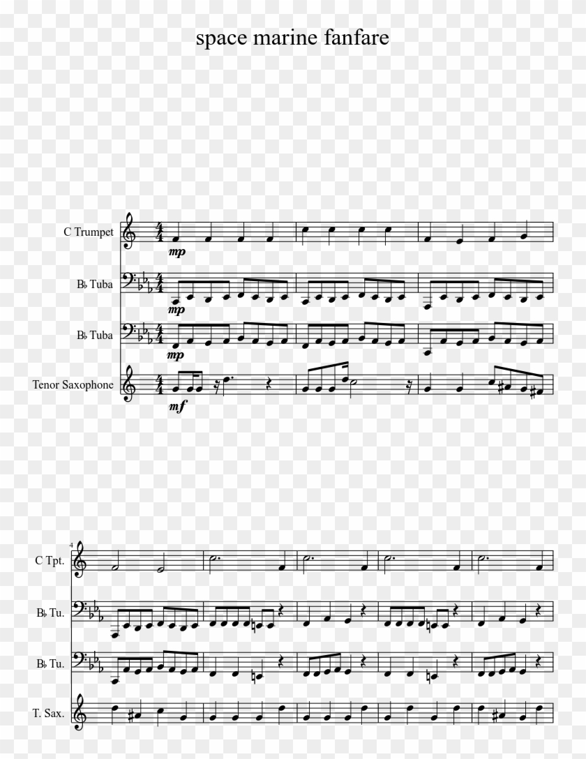 Space Marine Fanfare Sheet Music 1 Of 2 Pages - Sheet Music Clipart