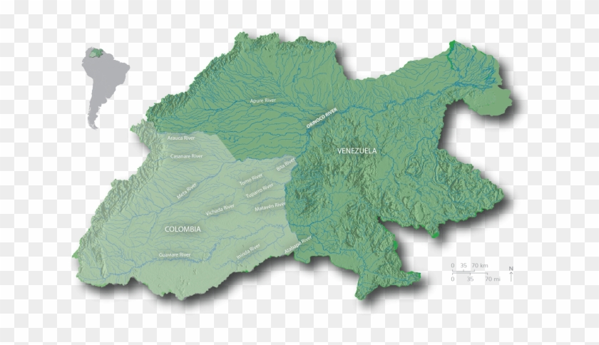 The Mighty Orinoco River, One Of The Longest Rivers - World Map Clipart