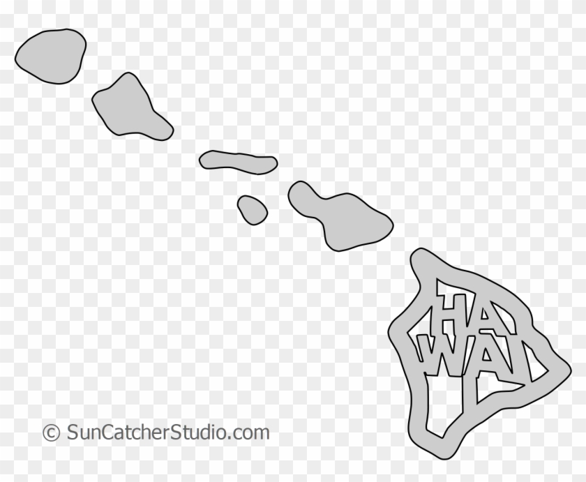 Hawaii Map Shape Text, Outline Scalable Vector Graphic - Map Of Mountain Ranges In Hawaii Clipart