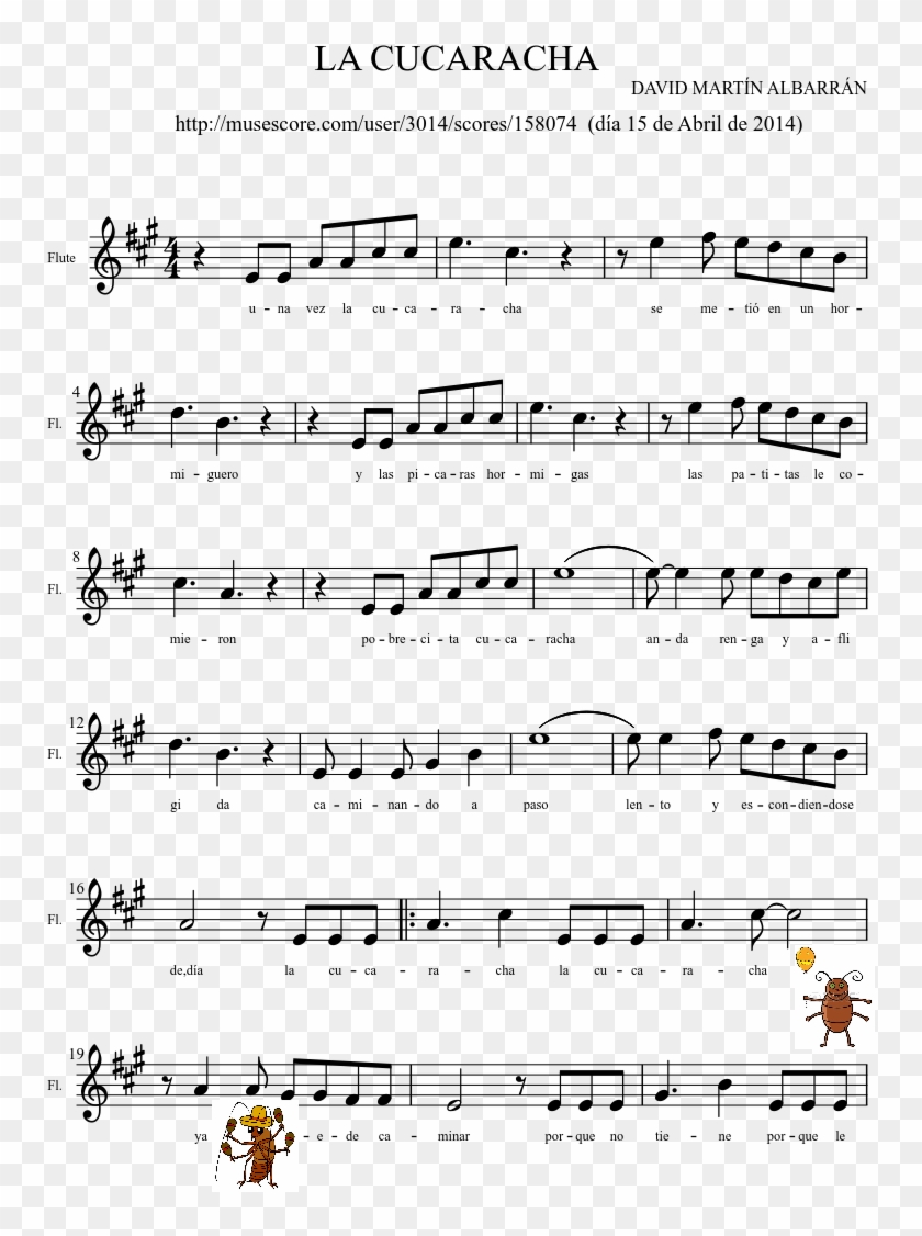 La Cucaracha - Perfect Ed Sheeran Sheet Piano D Clipart
