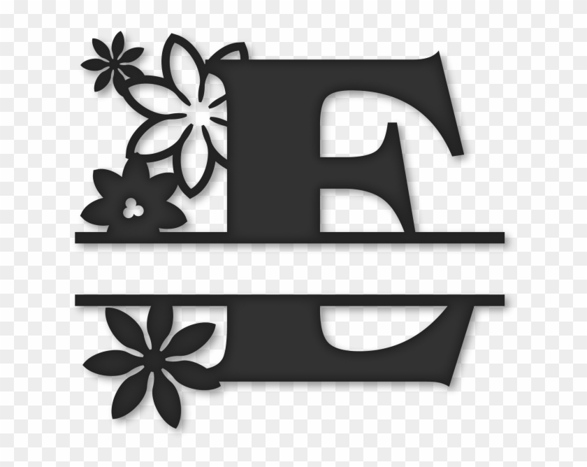 Flower Split Monogram E - Split Letter T Monogram Clipart #5975539