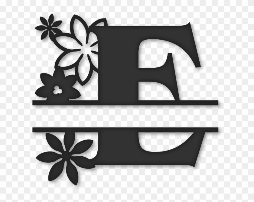 Flower Split Monogram E - Split Letter T Monogram Clipart